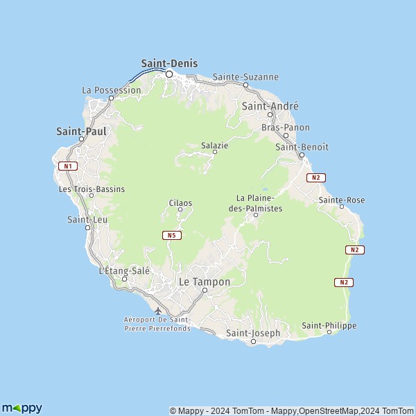 La carte du département Réunion