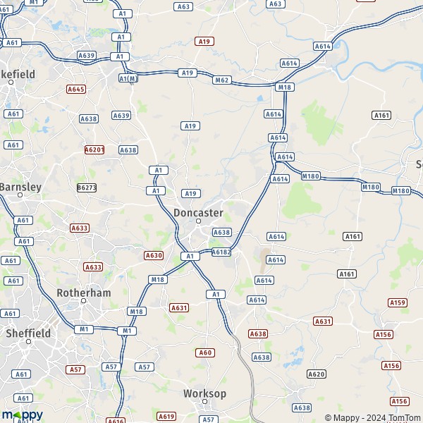 La carte pour la ville de Doncaster DN1 1-S64 0